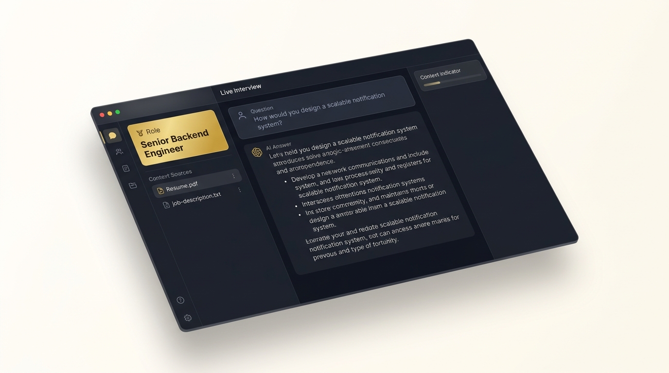 Z11Labs desktop application showing role context panel and structured answer guidance